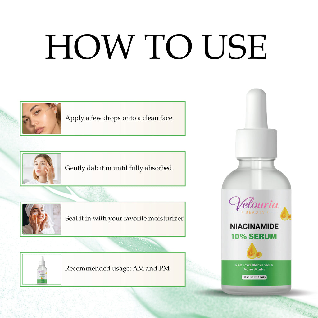 Velouria Beauty Niacinamide 10% Serum, Reduces Blemishes and Acne Marks, 30 ml