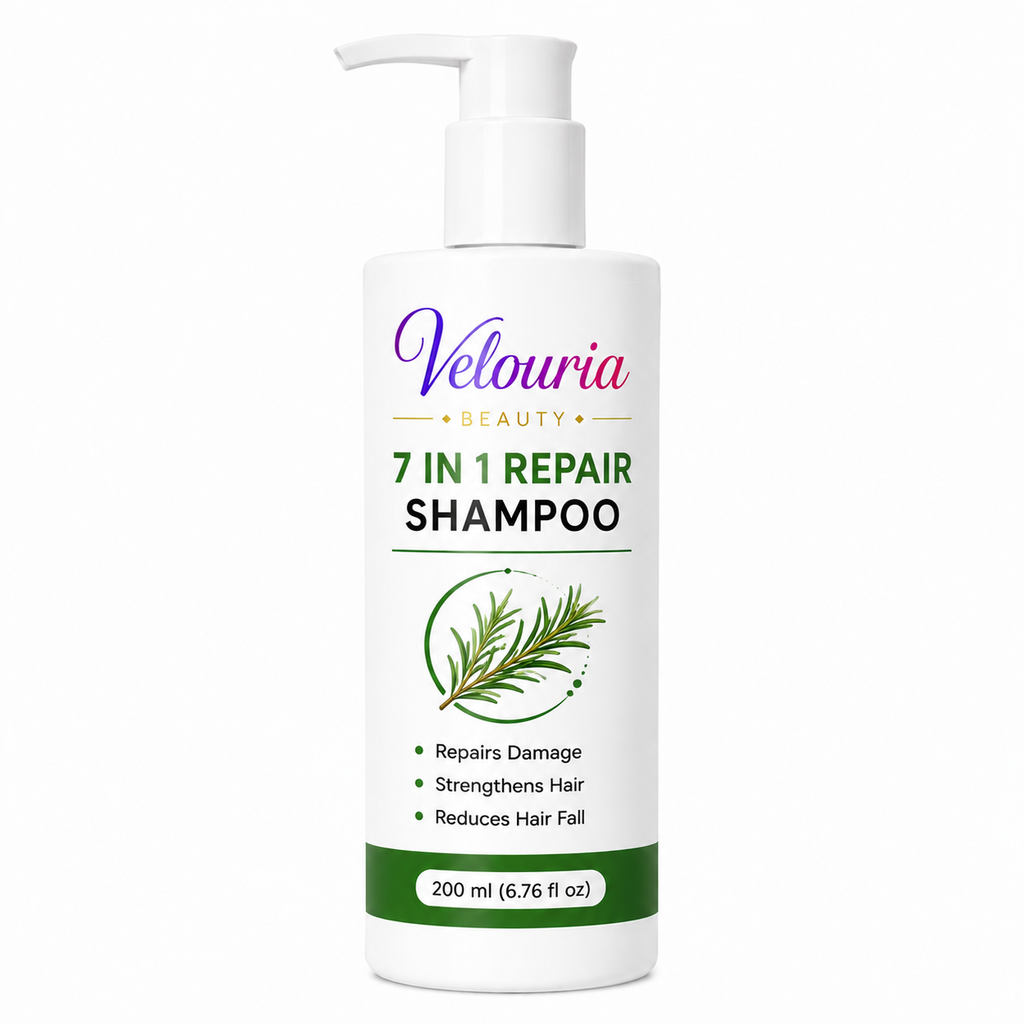 Velouria Beauty Shampoo for Hair Growth & Hair Fall Control | Strengthens Hair Roots & Nourishes Scalp | Mild Daily Use for Men & Women | 200 ml (7 in 1 Repair Shampoo)