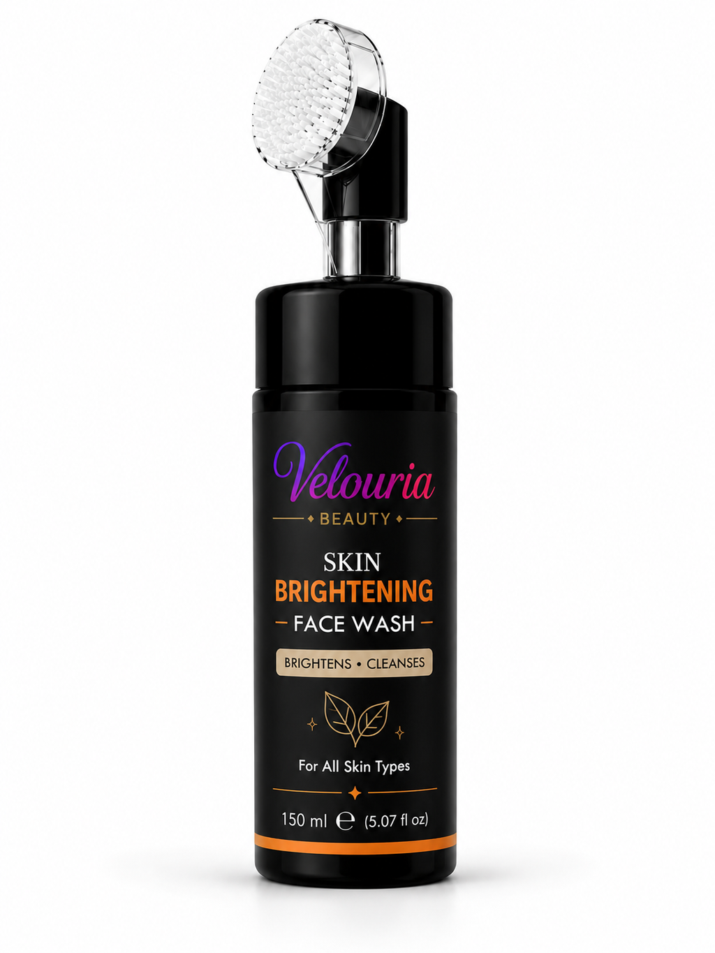 Velouria Beauty Face Wash with Built-in Soft Brush | Deep Cleansing & Glow Boosting Face Cleanser for Men & Women | Brightens, Cleanses & Refreshes | For All Skin Types | 150 ml (Skin Brightening Facewash 150ml)