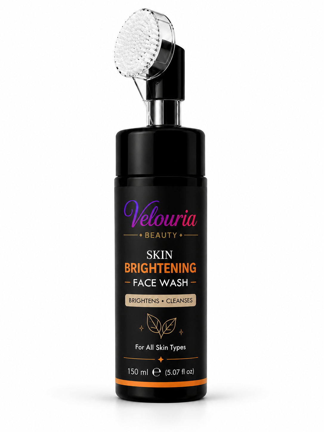 Velouria Beauty Face Wash with Built-in Soft Brush | Deep Cleansing & Glow Boosting Face Cleanser for Men & Women | Brightens, Cleanses & Refreshes | For All Skin Types | 150 ml (Skin Brightening Facewash 150ml)