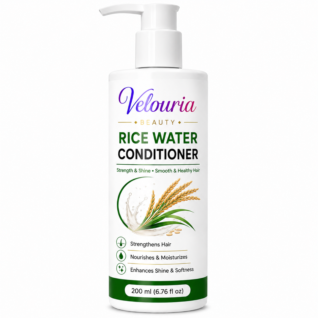 Velouria Beauty Conditioner for Dry & Damaged Hair | Repairs Damage, Strengthens Hair & Reduces Breakage | Smooth & Nourishing Hair Conditioner for Men & Women | 200 ml (Rice Water Conditioner)