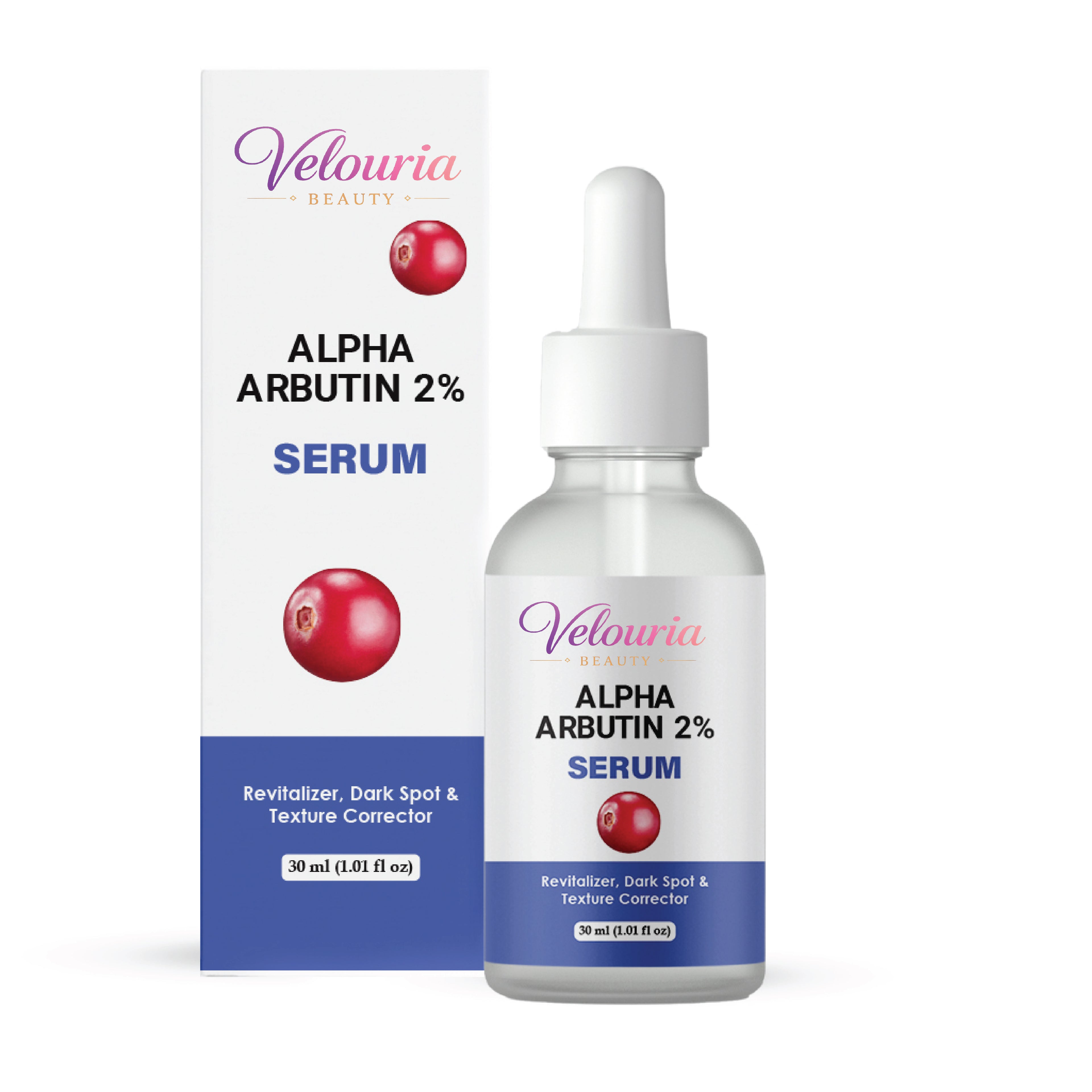 Velouria Beauty Alpha Arbutin 2% Serum, Dark Spot & Texture Corrector, Revitalizer, 30 ml