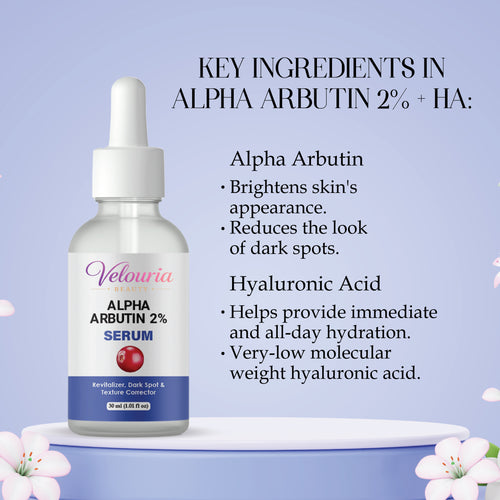 Velouria Beauty Alpha Arbutin 2% Serum, Dark Spot & Texture Corrector, Revitalizer, 30 ml