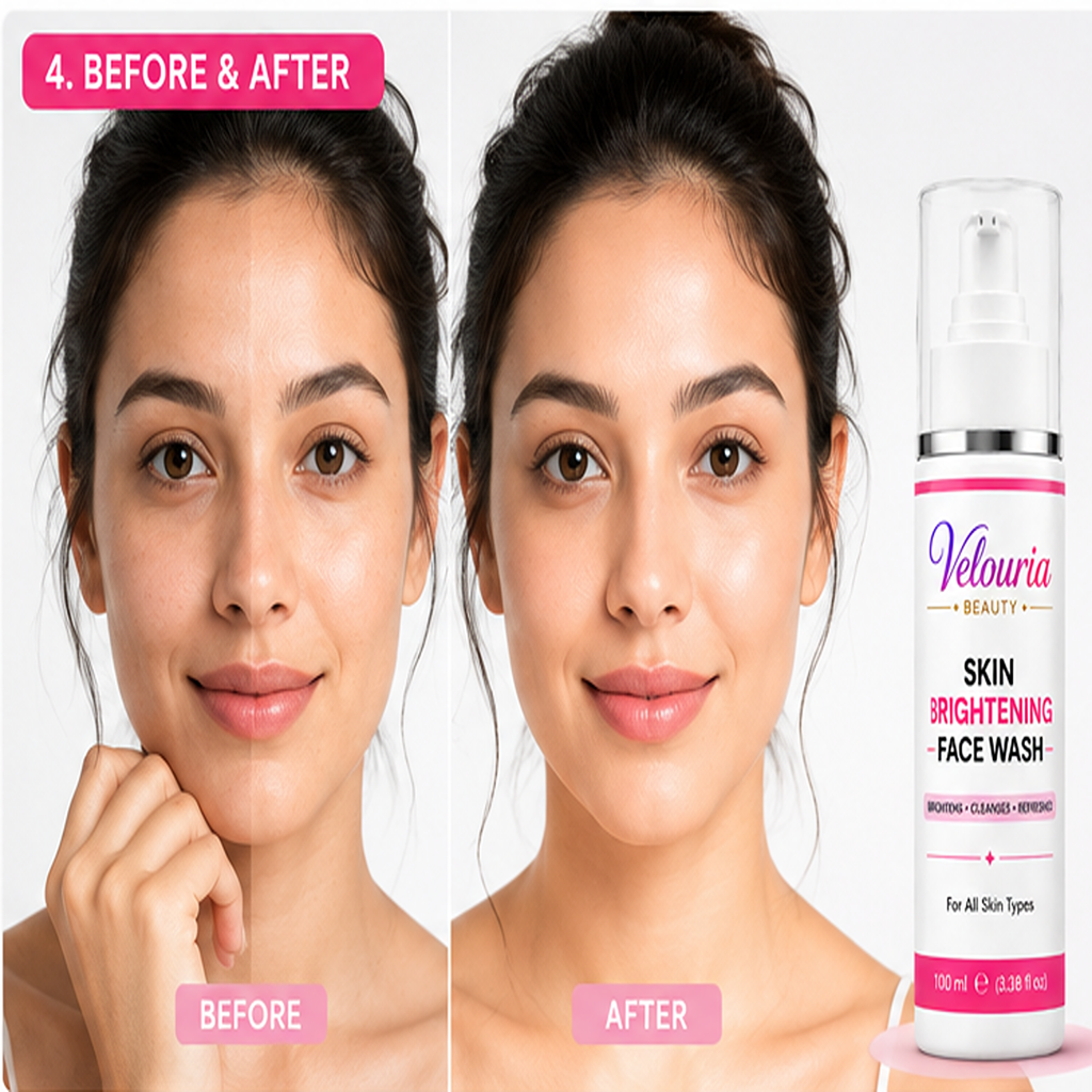 Velouria Beauty Face Wash for Glowing & Fresh Skin | Deep Cleansing Daily Face Cleanser for Men & Women | Brightens, Cleanses & Refreshes | For All Skin Types | 100 ml (Skin Brightening Facewash 100ml)
