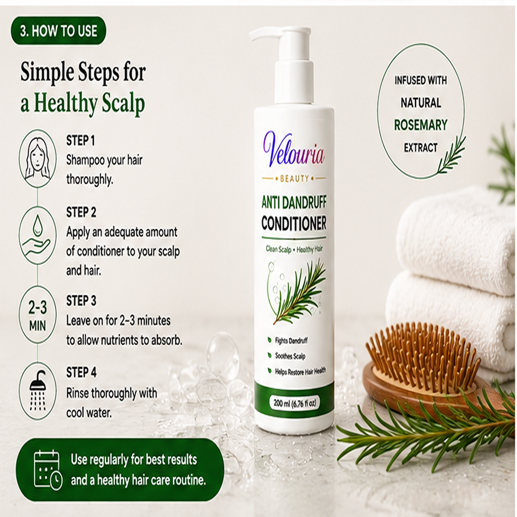 Velouria Beauty Conditioner for Dry & Damaged Hair | Repairs Damage, Strengthens Hair & Reduces Breakage | Smooth & Nourishing Hair Conditioner for Men & Women | 200 ml (Anti Dandruff Conditioner)
