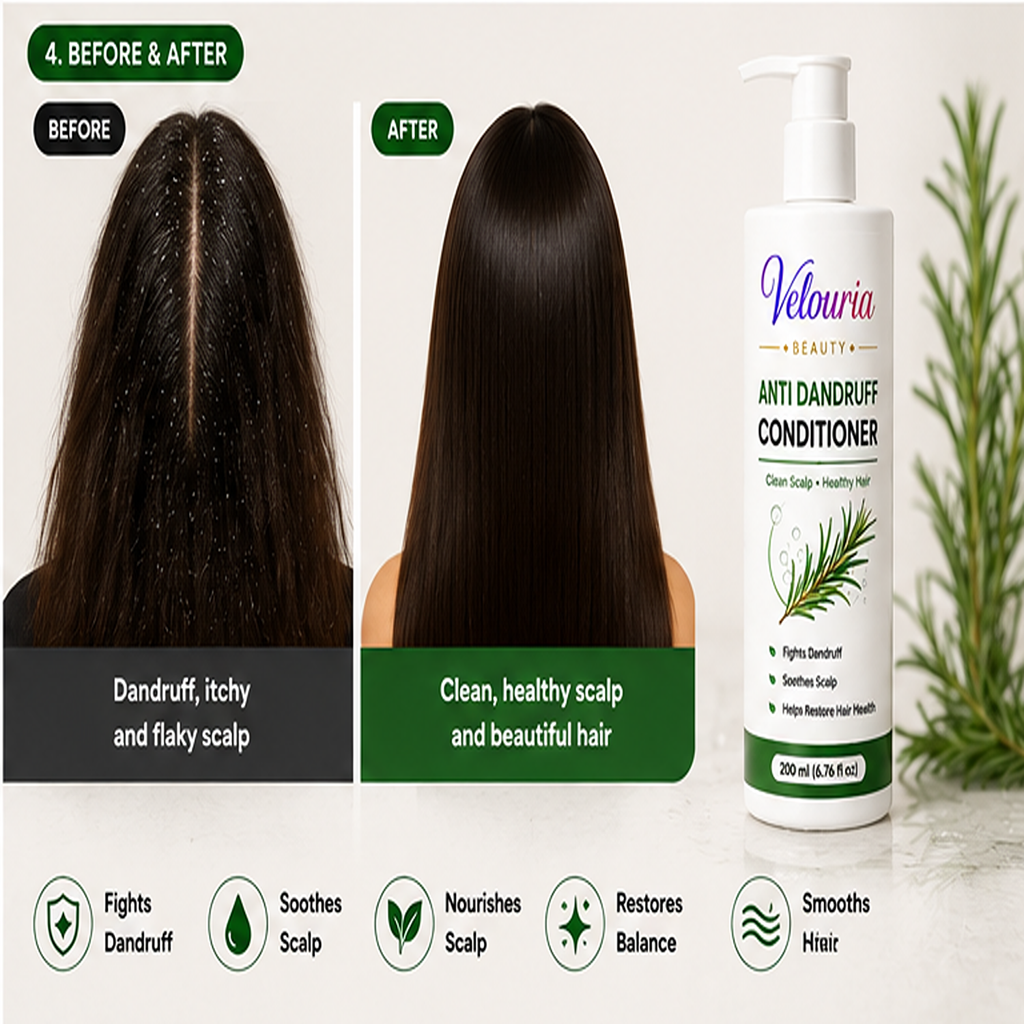 Velouria Beauty Conditioner for Dry & Damaged Hair | Repairs Damage, Strengthens Hair & Reduces Breakage | Smooth & Nourishing Hair Conditioner for Men & Women | 200 ml (Anti Dandruff Conditioner)