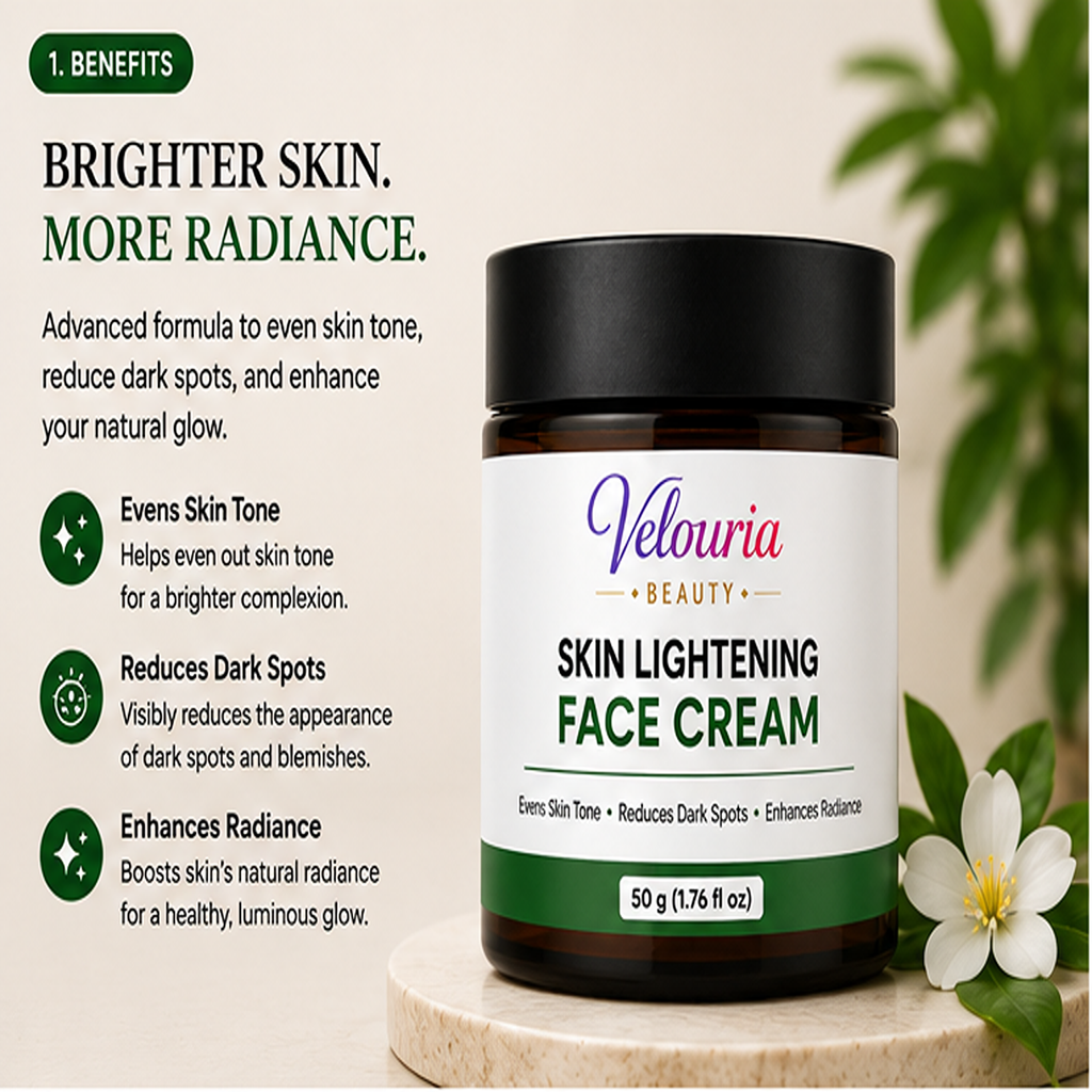 Velouria Beauty Face Cream for Glowing| Nourishes & Evens Skin Tone | Natural Glow Cream for Men & Women | Lightweight Daily Moisturizer | 50 g (Skin Lightening Face Cream)