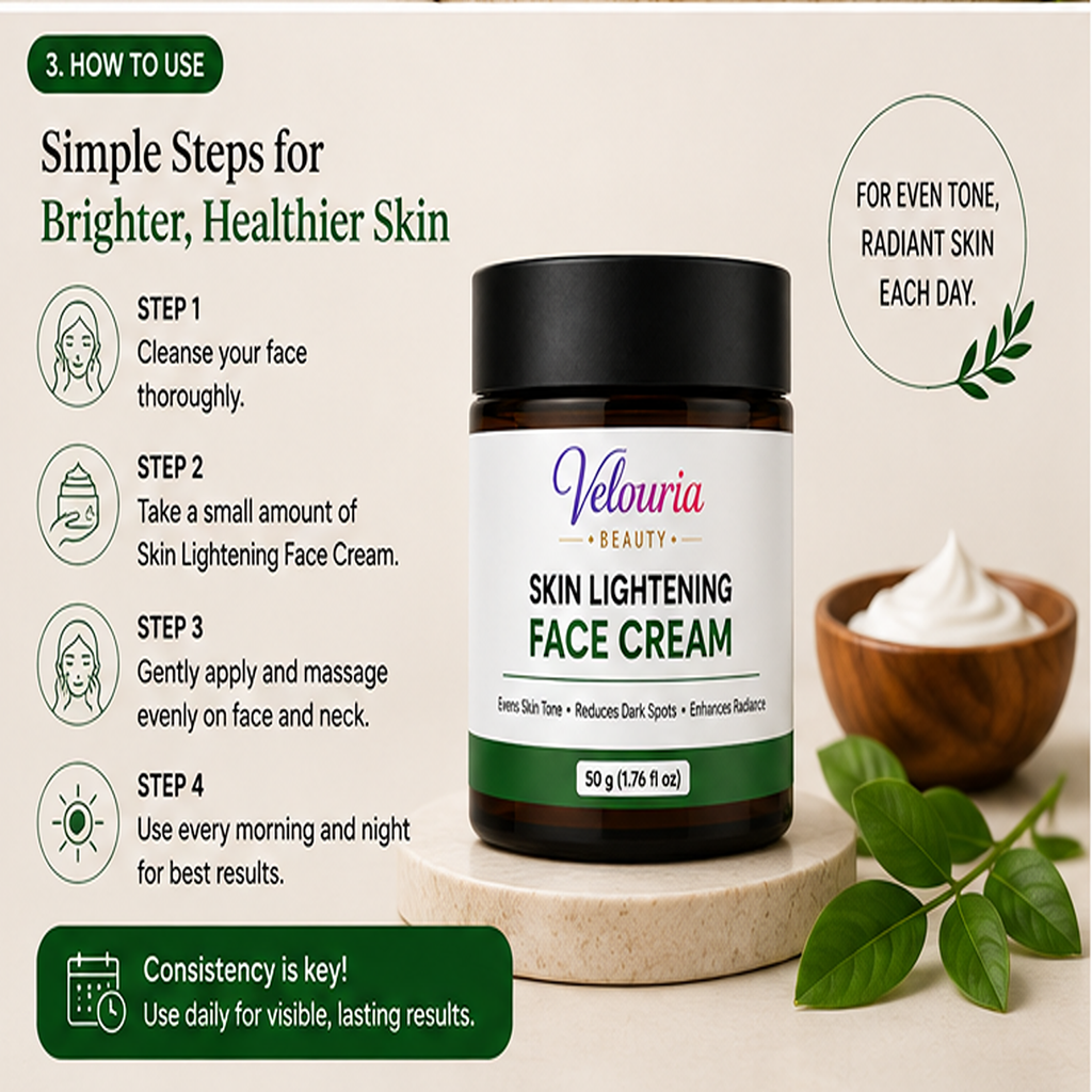 Velouria Beauty Face Cream for Glowing| Nourishes & Evens Skin Tone | Natural Glow Cream for Men & Women | Lightweight Daily Moisturizer | 50 g (Skin Lightening Face Cream)
