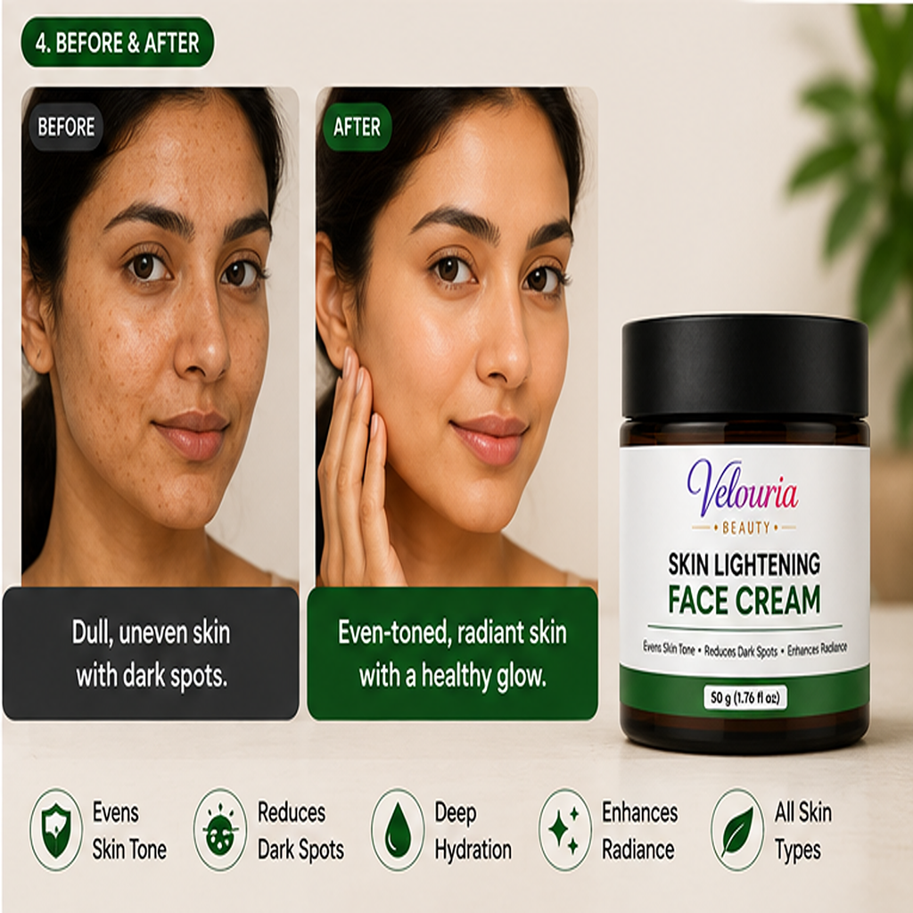 Velouria Beauty Face Cream for Glowing| Nourishes & Evens Skin Tone | Natural Glow Cream for Men & Women | Lightweight Daily Moisturizer | 50 g (Skin Lightening Face Cream)