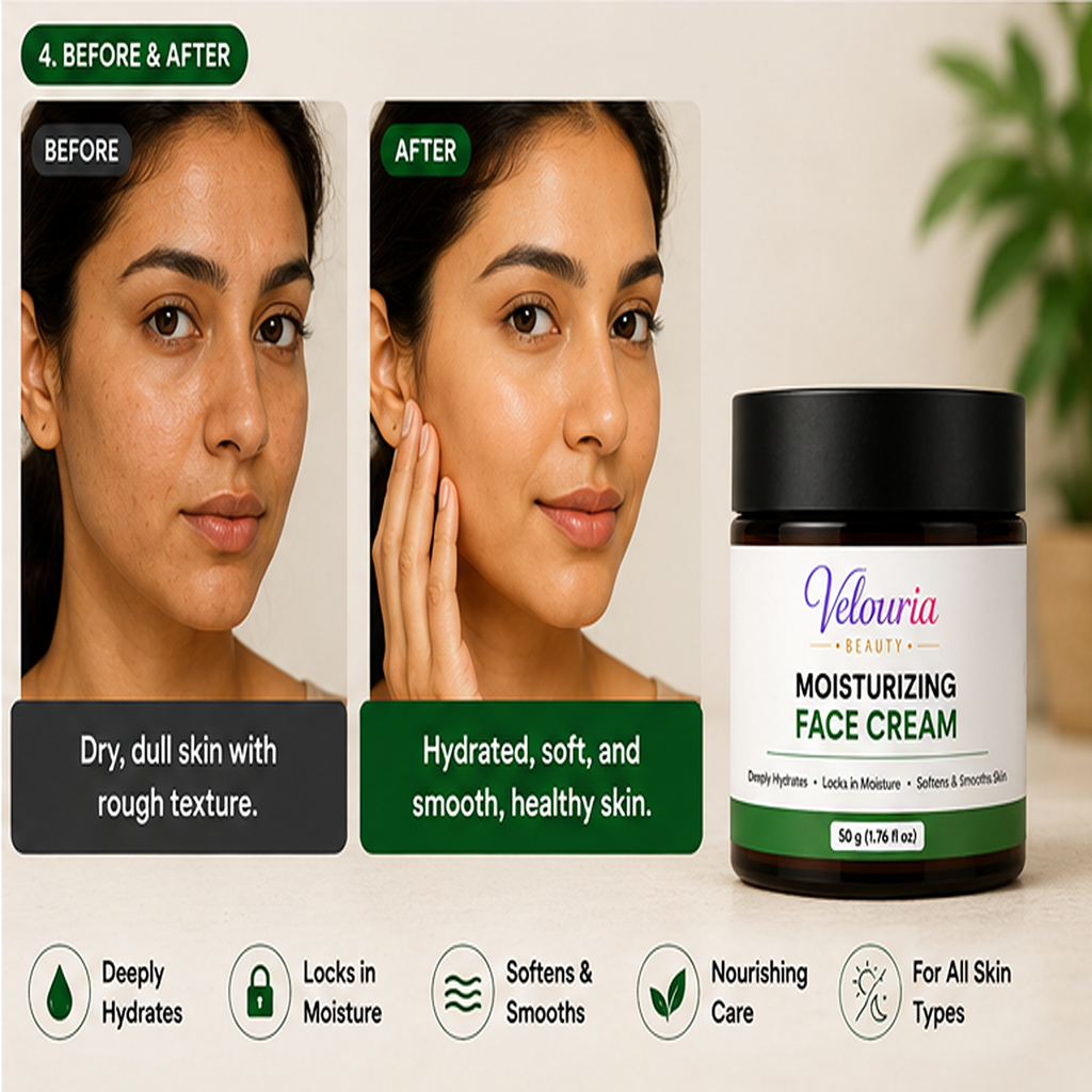 Velouria Beauty Face Cream for Glowing| Nourishes & Evens Skin Tone | Natural Glow Cream for Men & Women | Lightweight Daily Moisturizer | 50 g (Moisturising Face Cream)