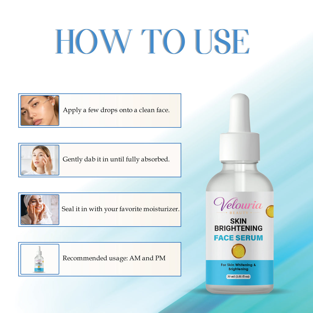 Velouria Beauty Skin Brightening Face Serum for Dark Spots and Uneven Skin Tone, 30 ml